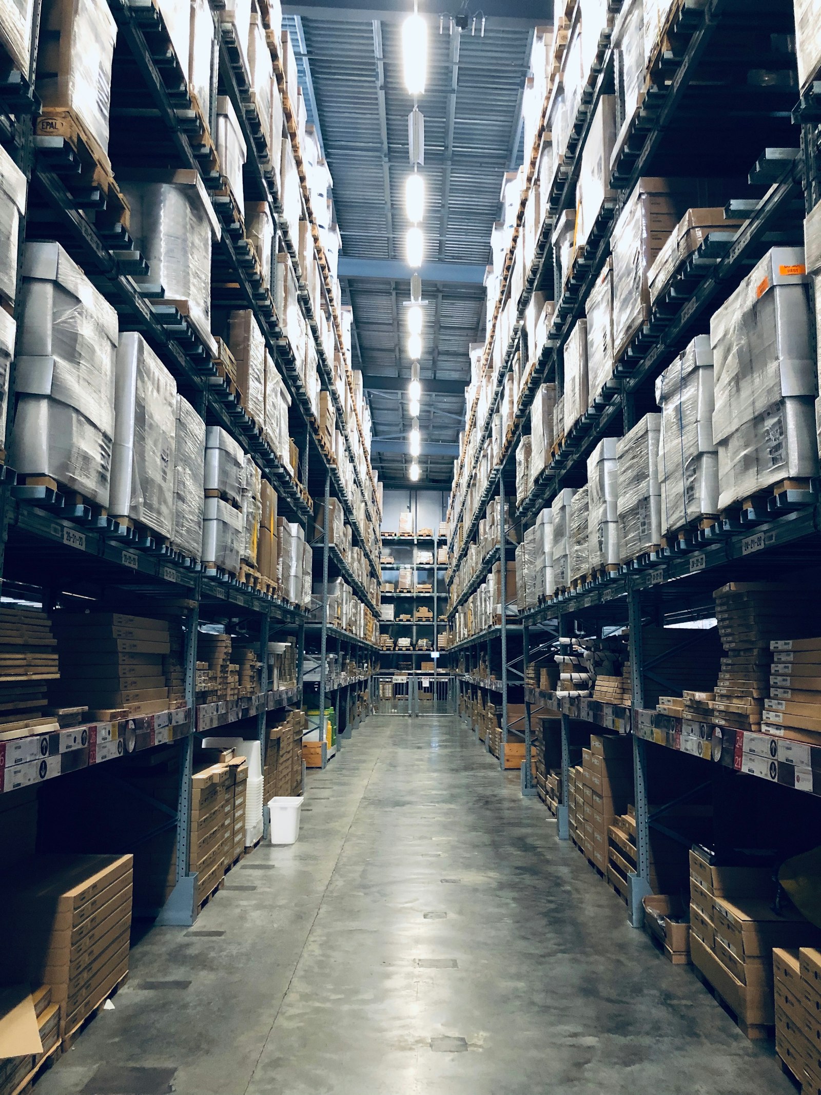 A delivery vehicle loading at the dispatch bay.
